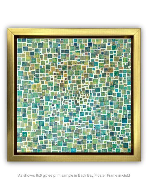 Green Squares | Framed Giclee Print on Canvas